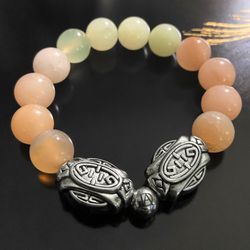 DeMarcus Alexan 14mm Pink & Green Stone Bracelet 