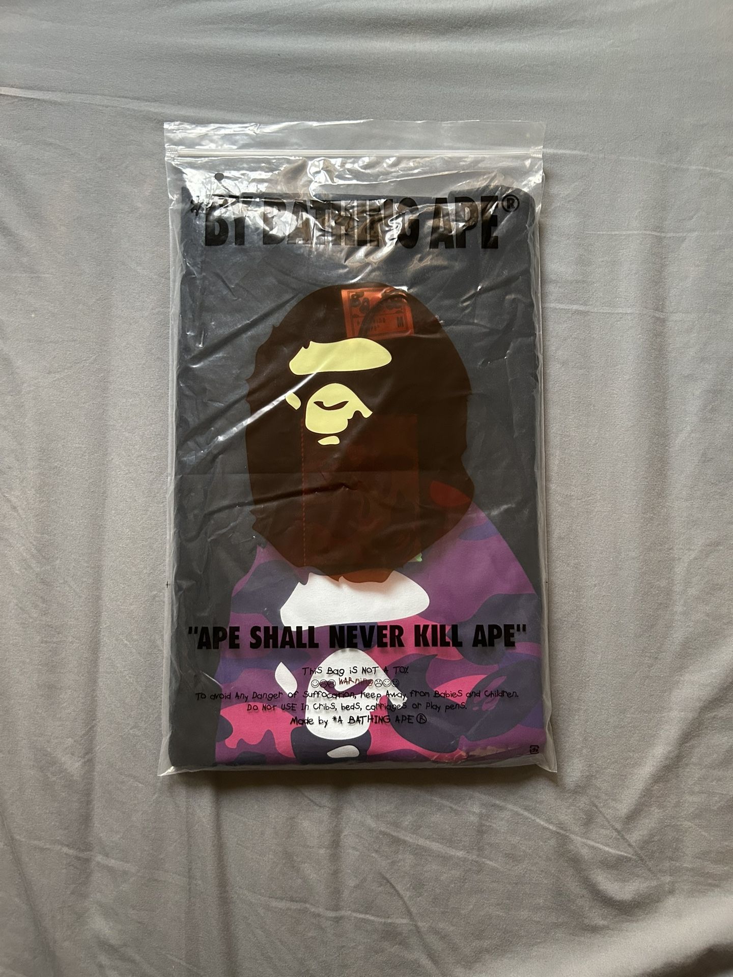 Bape Tee Black/Purple Camo Bape Head Size M