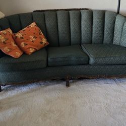 3 Piece Vintag Sofa Armchair and Side Table Set For Sale