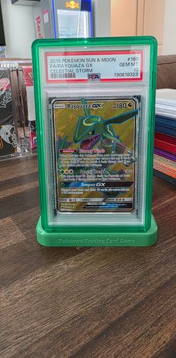 2018 Pokemon Celestial Storm Full Art Rayquaza GX PSA 10