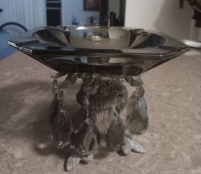 Vintage pedestal iron & metal Hollywood Regency jewelry tray, candy dish, ash trays Mid-century  6×8