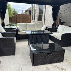 New Inbox Patio Set With Storage Cubes And Firepit(we Finance And Deliver)