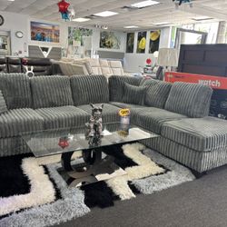 Plush Fabric L-Shaped Sectional Sofa For Sale (We Deliver) 