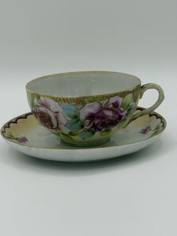 Vintage Japanese Hand Painted Tea Cup And Saucer