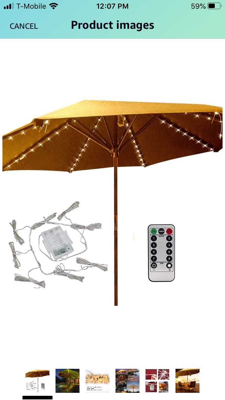 LED copper Wire Patio Umbrella Lights