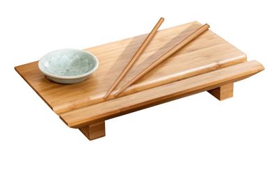 Joyce Chen 55-1106, Bamboo Sushi Board Set, 6-Inch by 10-1/2-Inch