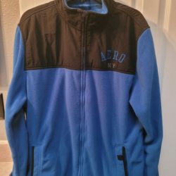 Men's Aeropostale 1987 Black/Blue Fleece Jacket Sz XL 