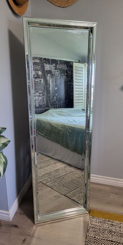 Full-Length Floor Mirror with Silver Frame