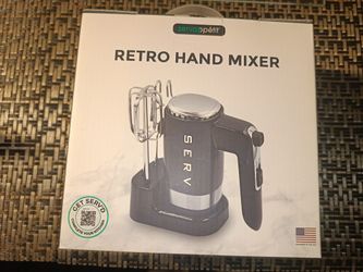 Servappetit Black 50s Retro Style Hand Mixer w/ 2 Beaters & Dough Hooks SERV NIB
