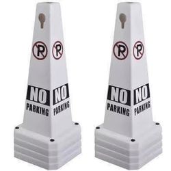 New 8 Pack 26.5" No Parking Cones, White Four Sided Message Safety Traffic Cones with Heavy Rubber