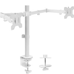 VIVO Dual Ultrawide Monitor Desk Mount, Heavy Duty Fully Adjustable Steel Stand, Holds 2 Computer Screens up to 38 inches and Max 22lbs Each, White, S