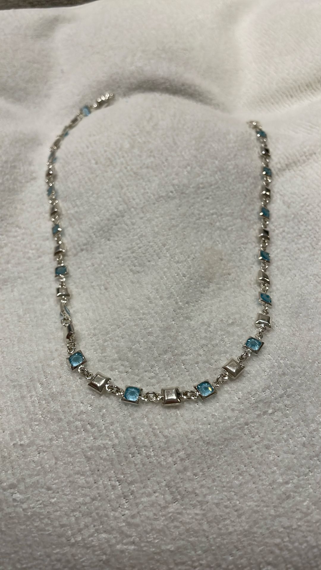 Beautiful Sterling Silver blue Crystal Necklace