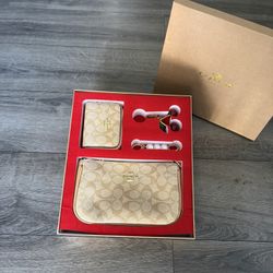 COACH BROWN SHOULDER BAG GIFT SET