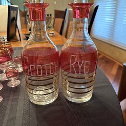 Vintage Scotch And Rye Decanter Set