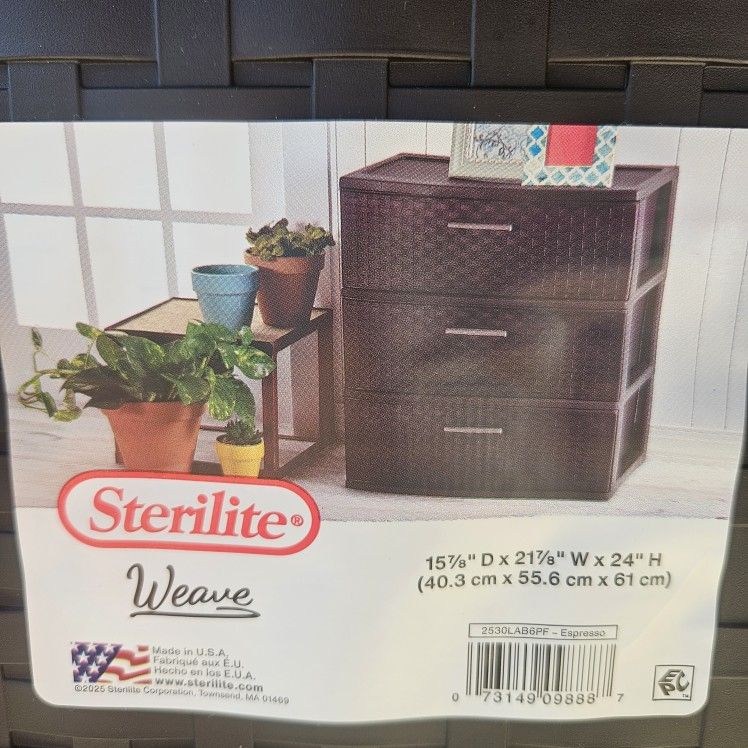 Brown plastic drawers