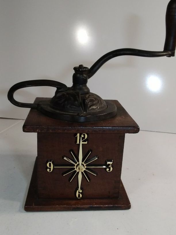 Antique Coffee Grinder/ Repurposed Clock