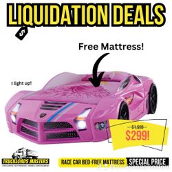 NEW PINK Race Car Bed-FREE Mattress!-$299!!!