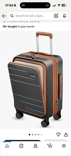 Carry On Luggage 22x14x9 Airline Approved, FLO5 Expandable Polycarbonate Suitcase with Front Pocket (FX-Core, Brown-Black, 20 Inch)