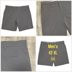 Mens Callaway 42 XL Golf Shorts Khakis Chino Gray Flex Gripper Waist Stretch New