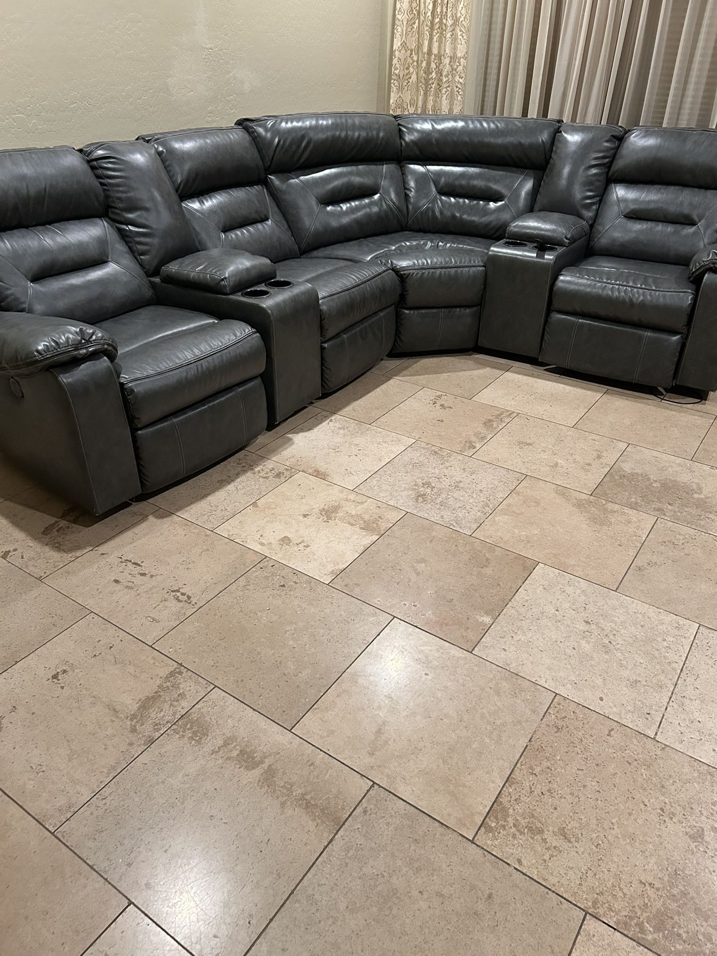 Leather Grey Couch