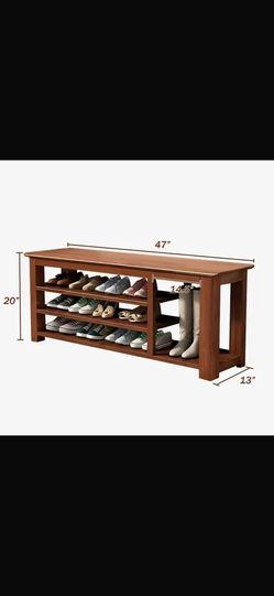47" Shoe Storage Bench - 13"D x 47"W x 20"H. DECORATE YOUR HOME:High-quality hard bamboo wood is used to produce this shoe rack bench with mooth desig