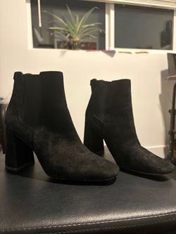 Sam Edelman Black Suede Block Heel Ankle Boots