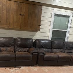 Brown Leather Electric Sofas