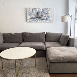 Gray Cloud Sectional Couch with Ottoman (Delivery Available)