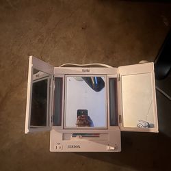 MULTI COLOR 4 SIDED LED MIRROR WITH CHARGING OUTLET