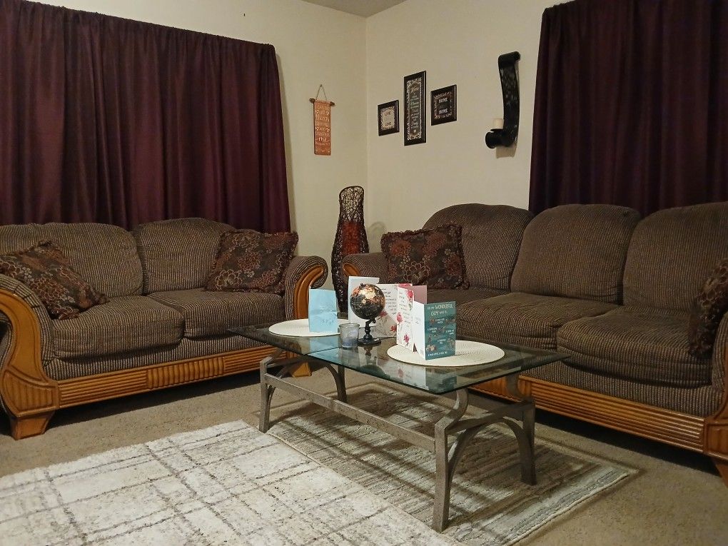 Couch And Love Seat And Dresser With Mirror