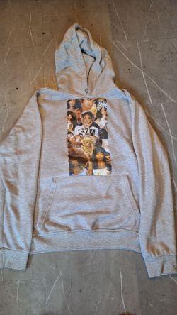 SZA Graphic Collage Pullover Hoodie (Gray, Size M)