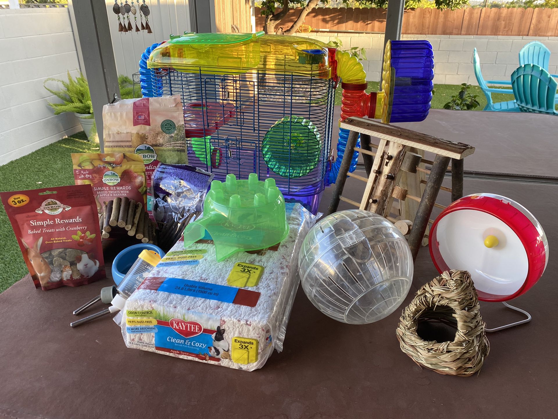 Hamster cage with supplies
