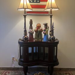 1950’s Vintage Mahogany Queen  Cabinet, Lolita Decorative Glasses and Other Items 