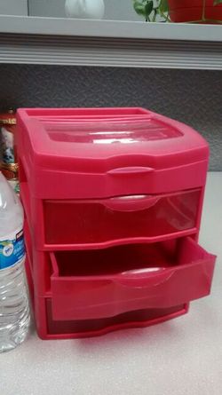 Hot Pink 3 drawer Desktop storage container