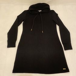 Calvin Klein Black Hoodie Sweatshirt Tunic Dress Long Sleeve Size S