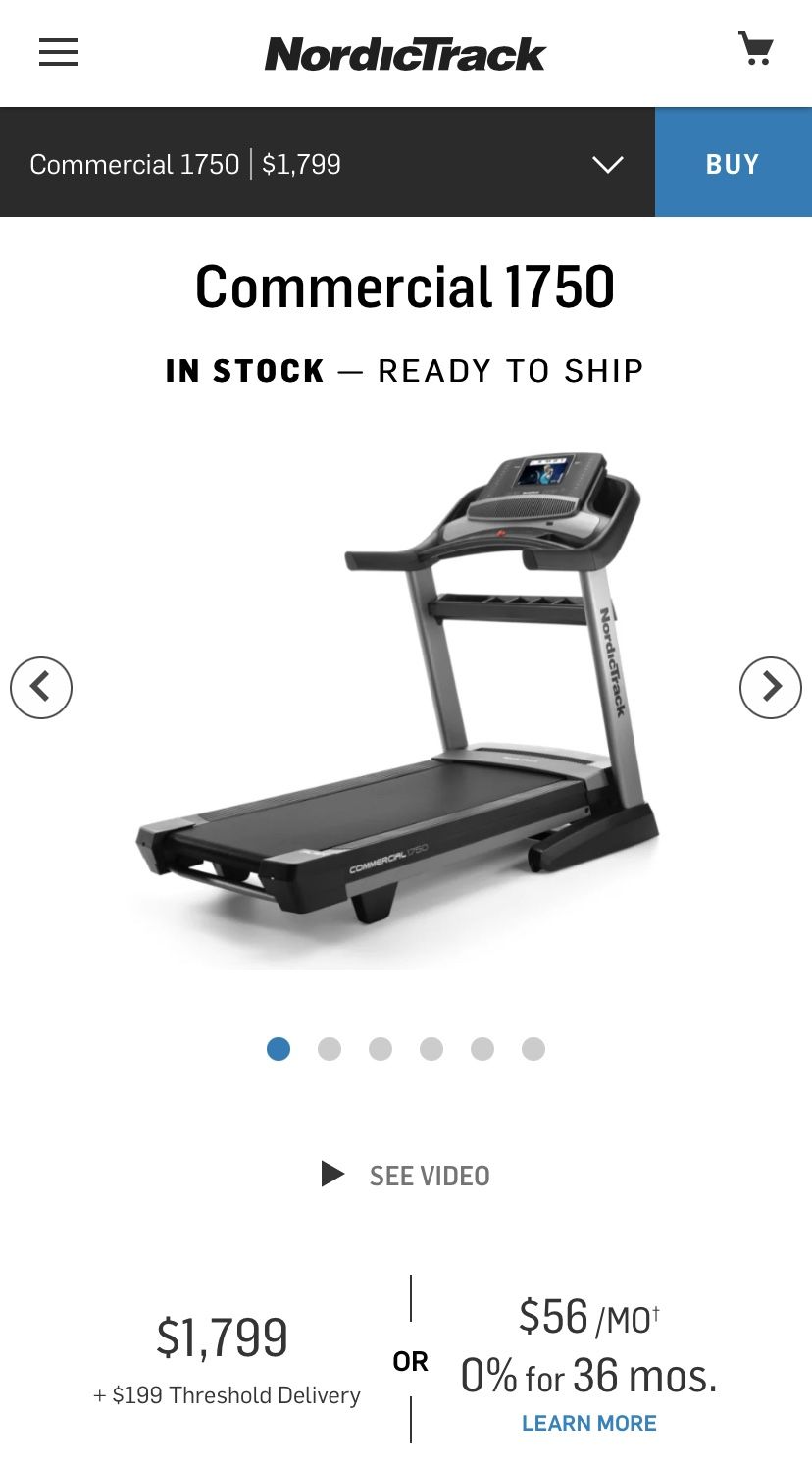 NordicTrack Treadmill Commercial 1750 + 1 free year of iFit ($500 off retail!)