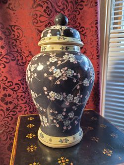 Vintage Japanese Hand-painted Cherry Blossom Ginger Jars
