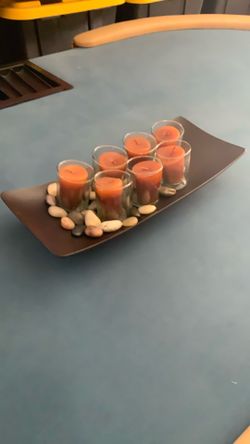 Candle tray w/rocks $15 OBO