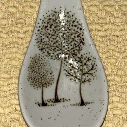 Ceramic Spoon Rest with Tree Design