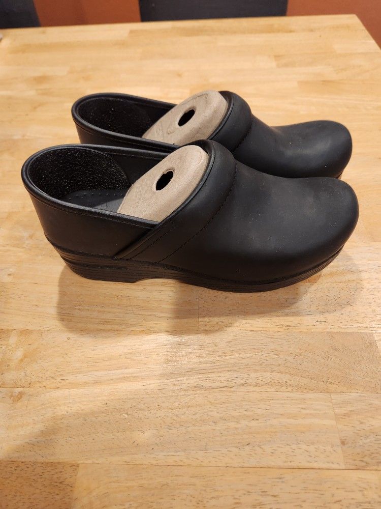 Dansko Black Leather Clogs