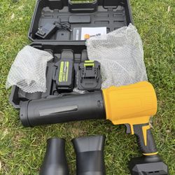 High RPM Cordless Leaf Blower - 21V Electric Handheld Leaf Blower with 2 Batteries & Fast Charger - Lightweight for Patio, Lawn, Yard, Deck Cleaning