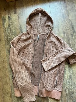 Brown Italian Leather Hooded Jacket – Unique Mesh Style – S/M