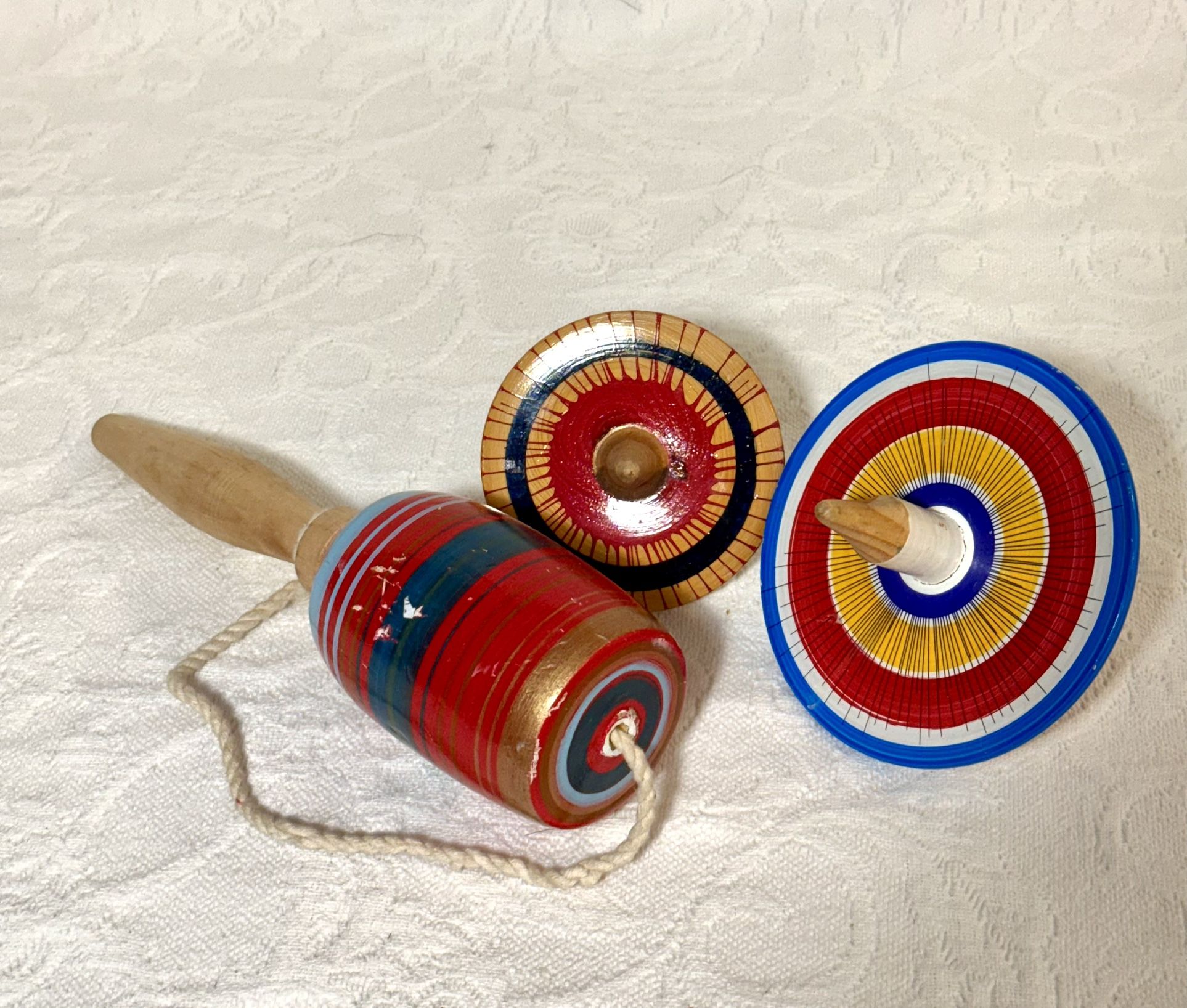 Vintage wooden spinning tops/wooden Japanese kendama toy. 