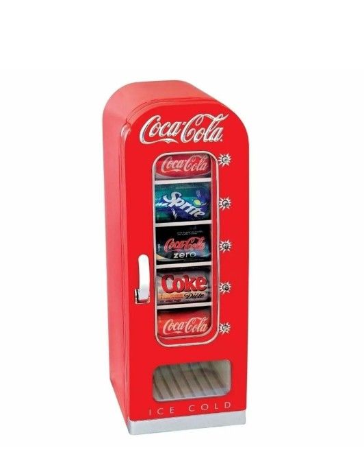 Retro Coca Cola Vending Fridge 10 Can Machine Mini Soda Refrigerator Coke Cooler