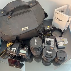 Nikon D7500 DSLR Pro Camera 3 Lens 2 Batteries Charger and more! 