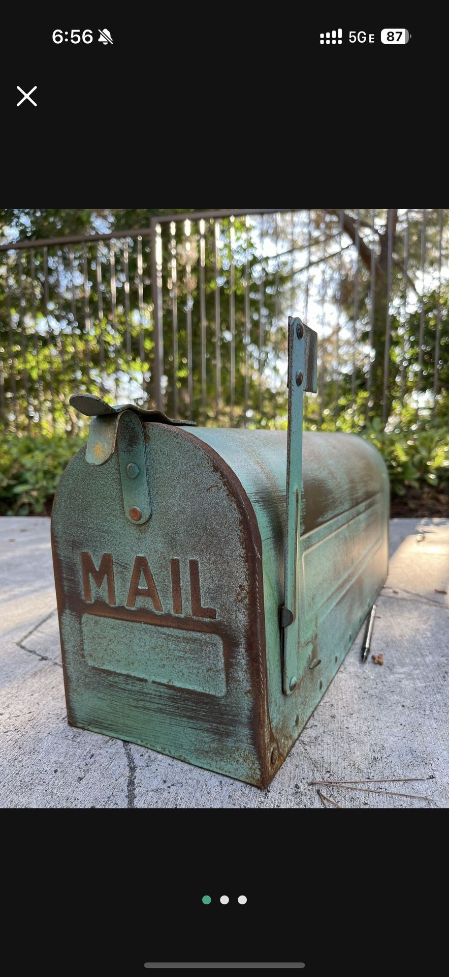 Unique Vintage Sea Foam Green Metal Mailbox For Events, Weddings, Etc.