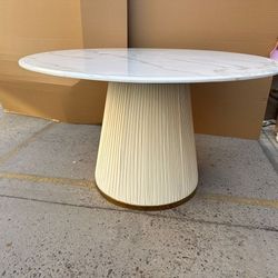 51” Luxury White Marble-Top Dining Table – Heavy, Stunning, Modern Look
