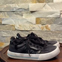 Child’s Sz12 Adidas Black Canvas Leather Lace Up Classic Sneaker Shoe Skater 