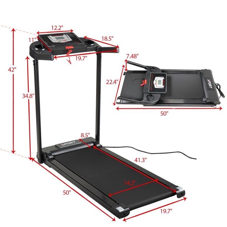 New 2.0 HP Electric Treadmill Folding Motorized Power Running Machine Fitness with 12 Programs and 3 Modes Sports & Outdoors