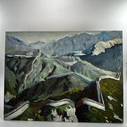 Chinese Landscape Wonders of the World Great Wall of China Oil On Canvas Painting